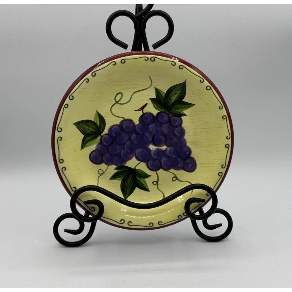 Sonoma Set of 4 Lifestyle Painted Fruit Pattern Ceramic Salad Plates, Pre-owned